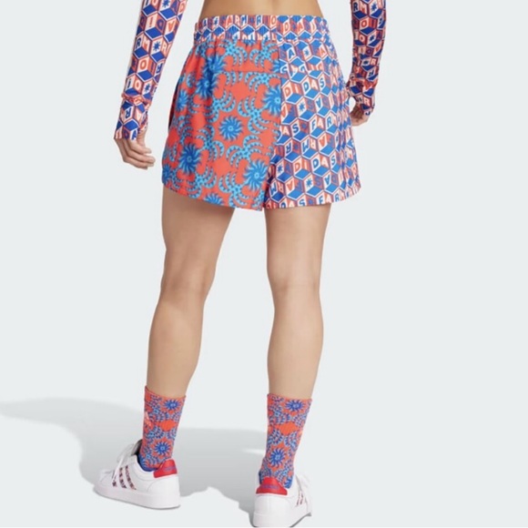 Adidas x FARM Rio Pacer Shorts, Color Bright Red / Signal Cyan, Size M, NWT - Picture 3 of 16